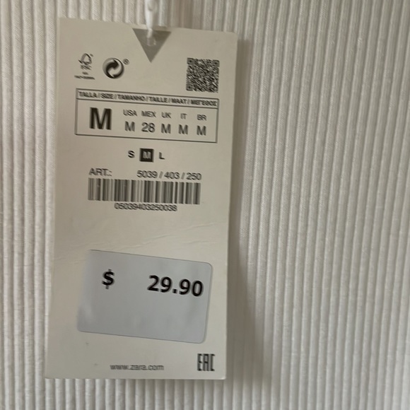 Zara top NWT blue and white striped sleeves size M - Picture 4 of 7